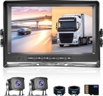 CAMECHO tagurduskaamera 2 kaamera komplekt, 9-tolline LCD monitor DVR + 2 jagatud tagumine kaamera &ouml;ise n&auml;gemisega IP69 veekindel + videosalvestus veoautole / bussile / kaubikule 12V-35V