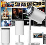 Projektor 4K 1080P Sisseehitatud rakendus Android 13 Kaasaskantav mini videoprojektor 5G WiFi 6 BT 5.4 90&deg; p&ouml;&ouml;ramine Reguleeritav teleskoopiline klamber Automaatne keystone korrektsioon Horisontaalne