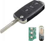 Heart Horse 3 nupuga autopuldi v&otilde;ti 433 MHz ID48 kiibiga ja aku Volks-Wagon V-w Jet-TA Golf Passat Sko-da Seat Leon Polo auto v&otilde;tme korpus koos teraga (OEM: 1K0959753G)