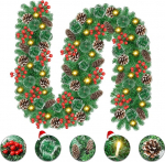 J&otilde;ulugirland koos valgustusega - 2,7 m / 9 ft garland j&otilde;ulukaunistus 30 LED-iga, kuusepuu garland kunstlik j&otilde;ulup&auml;rg kaminale, trepile, uksele, aknale, siseruumidesse, &otilde;uealale.