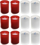 AROMATIS - 6 punase k&uuml;&uuml;nla + 6 valge k&uuml;&uuml;nla komplekt 6,5 x 4,7 (l&auml;bim&otilde;&otilde;t) cm (2,56 x 1,85 tolli) - Votivatsioonik&uuml;&uuml;nal - Liturgiline k&uuml;&uuml;nal soovid - p&otilde;lemisaeg 24 tundi.