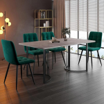 Gegtuon Dining Table with 4 Chairs 140 x 80 cm for 4 People, 5-Piece Table Living Room Table Grey with Black Table Legs, Modern Kitchen Table Rectangular Dining Set for Kitchen Dining Room, Velvet