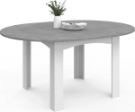 IDMarket - Dona Extendable Round Dining Table for 4-8 People White Concrete Effect Top 110-150 cm