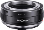K&F CONCEPT objektiivi adapter M42-L manuaalne fookus, mis &uuml;hildub M42 objektiivi ja L-monteeritud kaamera korpuse vahel.