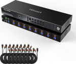 TESmart 8&times;1 8K @ 60Hz HDMI KVM Switch, 8 PC 1 monitor KVM Switch 4K @ 60Hz/120Hz/144Hz m&auml;ngimiseks, USB 3.0 HDMI 2.1 LAN ja RS232 port, EDID, Hotkey Switch, Auto Scan, VRR FVA ALLM, 8 PC kaabliga
