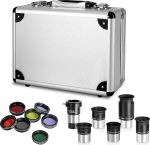 CelticBird 13-osaline teleskoopi tarvikute komplekt - 1,25-tolline teleskoopi okulaar ja filtrite komplekt koos tugeva kandekotiga - 5 tk Plossl teleskoopi okulaare - 2 x Barlow objektiivi - 7 tk filtrid