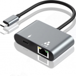 2.5Gb USB C Ethernet adapter 100W PD PC MacBook Pro/Air iPad (Thunderbolt 3/4/5), alumiiniumist USB LAN adapter RJ45 v&otilde;rguadapter, mis &uuml;hildub Windows Mac OS iOS Linux, ChromeOS-ga