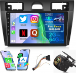2G + 64G Androidi autoraadio Ford Fiesta 2002-2008 juhtmevaba Carplay & Android Car, 9-tolline puuteekraaniga autoraadio WiFi/GPS/FM RDS/Bluetooth+AHD tahavaate kaamera abil