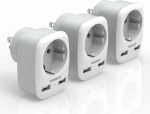 TESSEN Travel Adaptor USA Adapter pistikupesa adapter USA Saksamaa pistik USB, 1 Schuko AC ja 2 USB A pistikupesa adapter EL-USA Kanadasse, Ameerikasse, Taisse, Mehhikosse, Peruusse, 1250 W, 3 tk, pakendis