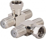 BOOBRIE F koaksiaalkaabli splitter 3 Way F isane topelt emane satelliittelevisiooni splitter RG6 koaksiaaladapter video-videoantennile 2 Pack
