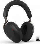 Jabra Evolve3 85 juhtmevaba Bluetooth-kuuldeaparaat mikrofoniga kontorisse, USB-A, AI h&auml;&auml;lk&otilde;ne, aktiivne m&uuml;ravastase, 25h aku, MS Teams sertifitseeritud, must