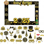 Silvester-Party-Requisiten, 30 St&uuml;ck, Silvester-Party-Zubeh&ouml;r, Happy New Year 2025, Dekorationen, Zubeh&ouml;r, Silvester mit Fotorahmen f&uuml;r Happy New Year Dekorationen