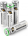 Liitium AA akud laetavad 1,5 V 3500 mWh, Tiger Print kiirlaetav AA aku, koos laadimisvalgusega, 1500+ ts&uuml;kkel, 4 aku pakend koos akukarbiga.