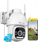 Ctronics 2.5K 4MP 3G/4G LTE Outdoor Surveillance Camera with SIM Card, PTZ IP Camera Outdoor, Person Detection, Automatic Tracking, Colour Night Vision, 2-Way Audio, TF Memory, IP66, White