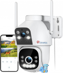 Ctronics 4G LTE Surveillance Camera with SIM Card Outside, Dual Lens Linkage, PTZ Camera Outdoor 4G, AI Detection, 25 m Night Vision, 2-Way Audio, SIM Card Included Alarm/PC/24 x 7/IP66