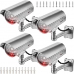 Pakett 4 v&auml;ljas v&otilde;ltsitud turvakaamera punase vilkuva LED-iga, valvekaamera Dummy Outdoor Fake Camera CCTV Dummy Camera Security sise- ja v&auml;litingimustes kasutamiseks (h&otilde;bedane)