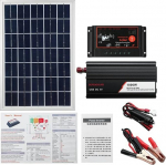 P&auml;ikesepaneelis&uuml;steem 60A p&auml;ikesepaneelide laadimiskontroller Solar 1000W inverteri komplekt T&auml;ielik energiatootmine p&auml;ikesepaneelide puhul - must