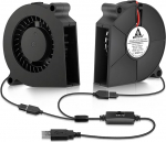 GDSTIME Pack of 2 60 mm ventilaator USB 60 mm x 15 mm tsentrifugaalventilaator 5 V 60 x 15 mm turbiiniventilaator 3 reguleeritava kiirusega PC TV-boksi konsooli ruuteri toiteallika jahutuseks