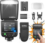 Godox V480O V480-O kaamera v&auml;lklambi Speedlite 7.2V/2200mAh TTL GN50 650 t&auml;isv&otilde;imsuseline v&auml;lklambi Olympus Panasonic kaameratele