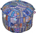 India Boheemlaslik Patchwork Pouf Ottomani, Vintage India Pouf, pouffe, pouffes, Foot Stool, Round Pouf Ottomani, Bean Bag, P&otilde;randapadi Ottomani Pouf, Pillow Patterned Cocktail Vintage Hassock Pouffe, 18x13 tolli. By Bhagyoday