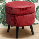 BAKAJI Stool Storage Box Pink jalahoob koos kokkupandava istme valmistatud sametist puidust jalad must kaasaegne disain suurus 37 x 40 cm (punane)