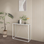 [en.casa] Austevoll konsoollaud, k&otilde;rvallaud, koridorilaud, seisev riiul, hoiulaud, koridorim&ouml;&ouml;bel, tugev terasraam, t&ouml;&ouml;stusdisain, 90 x 30 x 80 cm, koridorile, elutuppa, valge