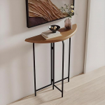 Konsolentisch Schmal Halbrund im Industriestil, Telefontisch Schmal, Metallgestell, Regal Flur f&uuml;r Eingangsbereich, Wohnzimmer, Foyer(Brown,100x22x90cm/39x8.7x35in)