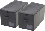 2 Pack Large Collapsible Zippered Storage Baskets for Bedroom Wardrobe Clothes Black Grey (must hall)