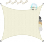 Sol Royal Ristk&uuml;likukujuline p&auml;ikesepurje 2 x 2 m Vett l&auml;bilaskev HDPE hingav r&otilde;du Patio Canvas UV p&auml;ikesekaitse Markiis Garden Pool Camping Cream - Shade Sails HS9