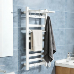 ROZIN LED r&auml;tikuratas Roostevabast terasest valge elektriline soojendaja LCD temperatuuri n&auml;idikuga Vannitoa r&auml;tikuhoidja seinale paigaldatud hoidja konksudega