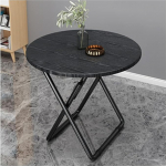 Tragbarer runder Klapptisch f&uuml;r Balkon mit Metallhalterung und Marmor-Tischplatte, kleiner Esstisch f&uuml;r K&uuml;che oder Couchtisch (suurus: 60 cm, v&auml;rvus: 1)