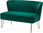 HULALA HOME Diivan 2-kohaline Lounge diivan v&auml;ike teismeliste tuppa elutuppa Sametne kuldsete metalljalgadega magamistuppa 114 x 74 x 79 cm roheline