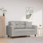 2-Sitzer-Sofa mit Kissen Hellgrau 120 cm Mikrofasergewebe, Loungesofa, Diivanid ja diivanid, Relaxsofa, Couch f&uuml;r Wohnzimmer, Couch Mit - 3200966