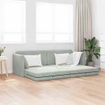 Bodenschlafsofa Samt Hellgrau 213 x 70 cm Klappfunktion Modernes Design 3-Sitzer als Schlafcouch f&uuml;r Wohnzimmer G&auml;stezimmer und Jugendzimmer
