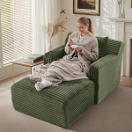 Kaasaegne Chaise Longue diivan Corduroy'st, &uuml;hekordne diivan, mugav diivanvoodi / puhketool ilma kokkupanekuta, k&auml;etoedega, 3 pehme padjaga, mugav &uuml;hekohaline p&otilde;randakohvri diivan jaoks
