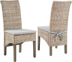 Crosley m&ouml;&ouml;bli Edelyn Natural Rattan s&ouml;&ouml;gitoolid, komplekt 2, talumaja k&ouml;&ouml;k aktsent tool koos padjaga, Kubu Rattan / Hall