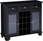 Kings Brand Furniture Buffet Server Sideboard Cabinet with Wine Storage Black