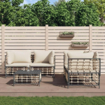 5-TLG. Garten-Lounge-Set Anthrazit mit Polsterkissen, Poly Rattan Gartenm&ouml;bel-Set mit Tisch und Kissen, Anthrazit Garten-Set
