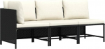 Modulares Ecksofa Poly Rattan Garten Lounge Set, Ecksofa mit abnehmbaren Kissen als modulares Gartensofa in Schwarz, 3-TLG.