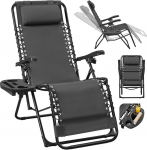 Yaheetech Sun Lounger Deck Chair kokkupandav aia lamamistool koos padja ja tassihoidjaga Kaasaskantav lamamistool rannale/aiale/r&otilde;dule, tumehall