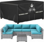 Aia m&ouml;&ouml;bli katab veekindel raskeveokite terrassim&ouml;&ouml;bli komplekt 420D Oxford rotangist diivanikate laua ja tooli kuubi ruut 250x250x90cm jaoks