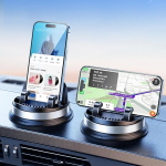 Tesla Model 3/Y telefonihoidja, auto armatuurlaua kinnitus, 360&deg; p&ouml;&ouml;ramine libisemiskindla silikooniga, &uuml;hildub iPhone'i, Samsungi, Android nutitelefonidega (must)