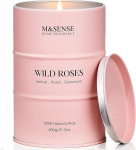 M&SENSE Wild Rose Suur l&otilde;hnak&uuml;&uuml;nal klaasist, 130 tundi pikk p&otilde;lemisaeg 600 g sojavaha k&uuml;&uuml;nal Kaunis j&otilde;uluk&uuml;&uuml;nal naistele Kodu kaunistamiseks Mittetoksiline