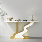 Luksuslik Hall Console Table, Diivan Entryway Table ristk&uuml;likukujulise Top Modern Slate, Sissep&auml;&auml;s kitsas Accent Tables Art Deco Sideboard Tables for Hallway, Foyer, Behind Couch (Gold White C, 100