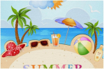 Stoff-Tischsets, waschbare Tischsets f&uuml;r Esstisch, 6er-Set,Sommer Strand Ozean Kokosnuss Baum Hawaii