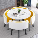 Runder Esstisch mit St&uuml;hlen, langlebig und vielseitig, ideal f&uuml;r B&uuml;ro, Salon und Zuhause