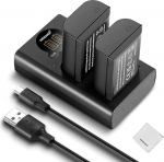 NEEWER asendusaku ja laadija komplekt DMW-BLK22, mis &uuml;hildub Panasonic Lumix DC-S5 DC-S5II DC-S5IIX GH5 II GH6 S5II S5M2 kaameratega, 2 Pack 2400mAh aku, kahe kanaliga laadija, puhastamine