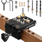 Idong 6/8/10/15mm Holzd&uuml;bel Bohrschablone M&ouml;belbau, 3 in 1 Bohrlehre mit Positionierungsclip Einstellbare Bohrf&uuml;hrung, D&uuml;belhilfe f&uuml;r Holzbearbeitung Schreiner Fl&auml;chenverbindungen & Exakt D&uuml;bell&ouml;cher