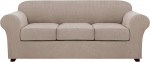 H.Versailtex 3 istekoha diivan Slipcovers Stretch diivan katab 3 istekoha padjakatted Jacquard kuju Non-Slip m&ouml;&ouml;bli kaitsja 3 istekoha Sand