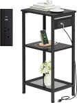 Creso hom Tall Side Table with Fast Charging Station, 3-astmeline kitsas k&uuml;ljelaud pistikupesade ja USB-pistikutega & Type-C, k&otilde;rge voodilaud koos hoiuruumiga, voodiplaat elutuppa,
